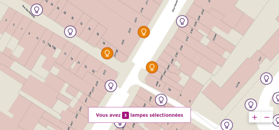 Une carte interactive permet de visualiser toutes les pannes.